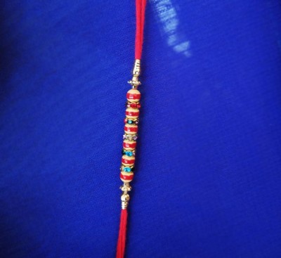 red beads and diamond rakhi